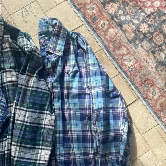 BUNDLE Vineyard Vines FOUR Flannel Shirts Small Plaid Shirt Collection 8-10 Tops - Picture 2 of 15